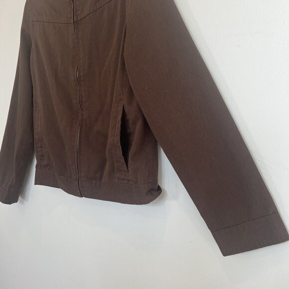 SF415 Full Zip Short Jacket Brown Poly-Cotton Blend Zip Cuff M - Picture 4 of 16